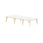 Oslo 1200mm B2B 2/4/6 Person Desk with White Top, Natural Wood Edge and White Frame - Price Crash Furniture