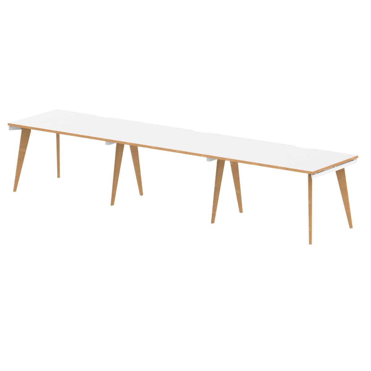 Oslo 1200mm Single Desk with White Top and Natural Wood Edge White Frame - Price Crash Furniture