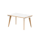 Oslo 1200mm Single Desk with White Top and Natural Wood Edge White Frame - Price Crash Furniture