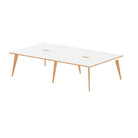 Oslo 1400mm B2B 2/4/6 Person Desk with White Top, Natural Wood Edge and White Frame - Price Crash Furniture