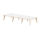 Oslo 1400mm B2B 2/4/6 Person Desk with White Top, Natural Wood Edge and White Frame - Price Crash Furniture