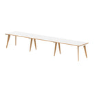 Oslo 1400mm Single Desk with White Top and Natural Wood Edge White Frame - Price Crash Furniture