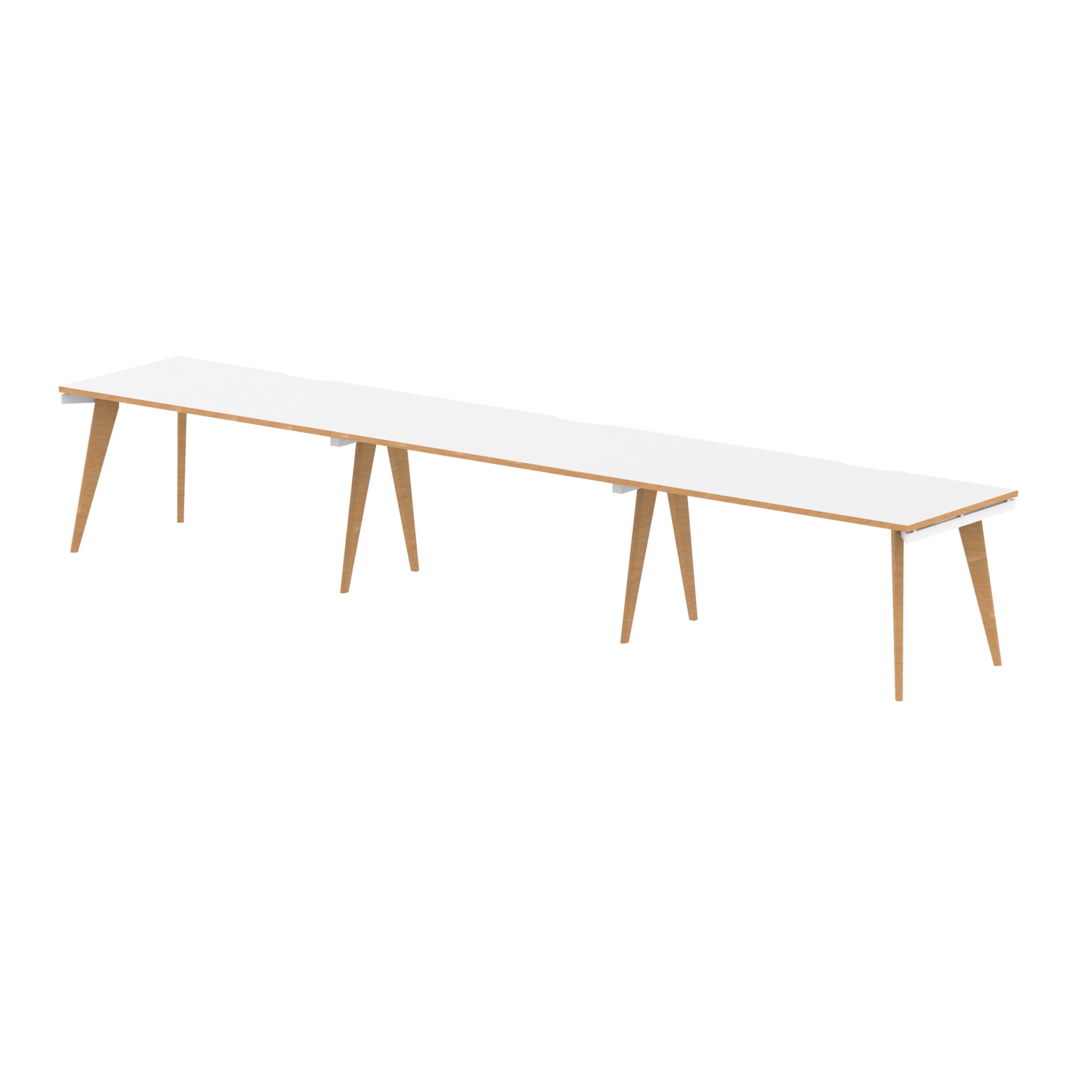 Oslo 1400mm Single Desk with White Top and Natural Wood Edge White Frame - Price Crash Furniture