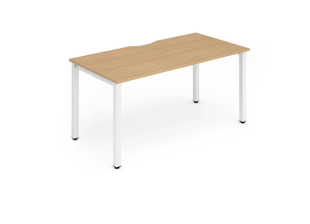 Evolve Plus Single Starter Desk with Beech Top and White Frame - Price Crash Furniture