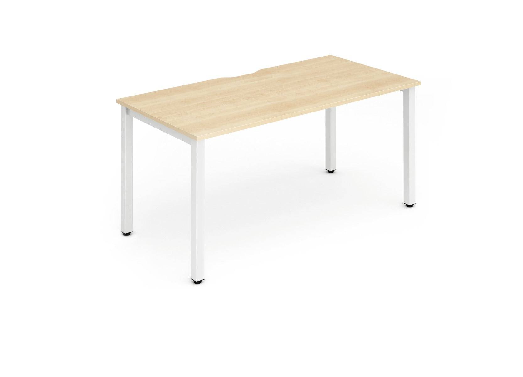 Evolve Plus Single Starter Desk with Maple Top and White Frame - Price Crash Furniture