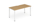 Evolve Plus Single Starter Desk with Oak Top and White Frame - Price Crash Furniture