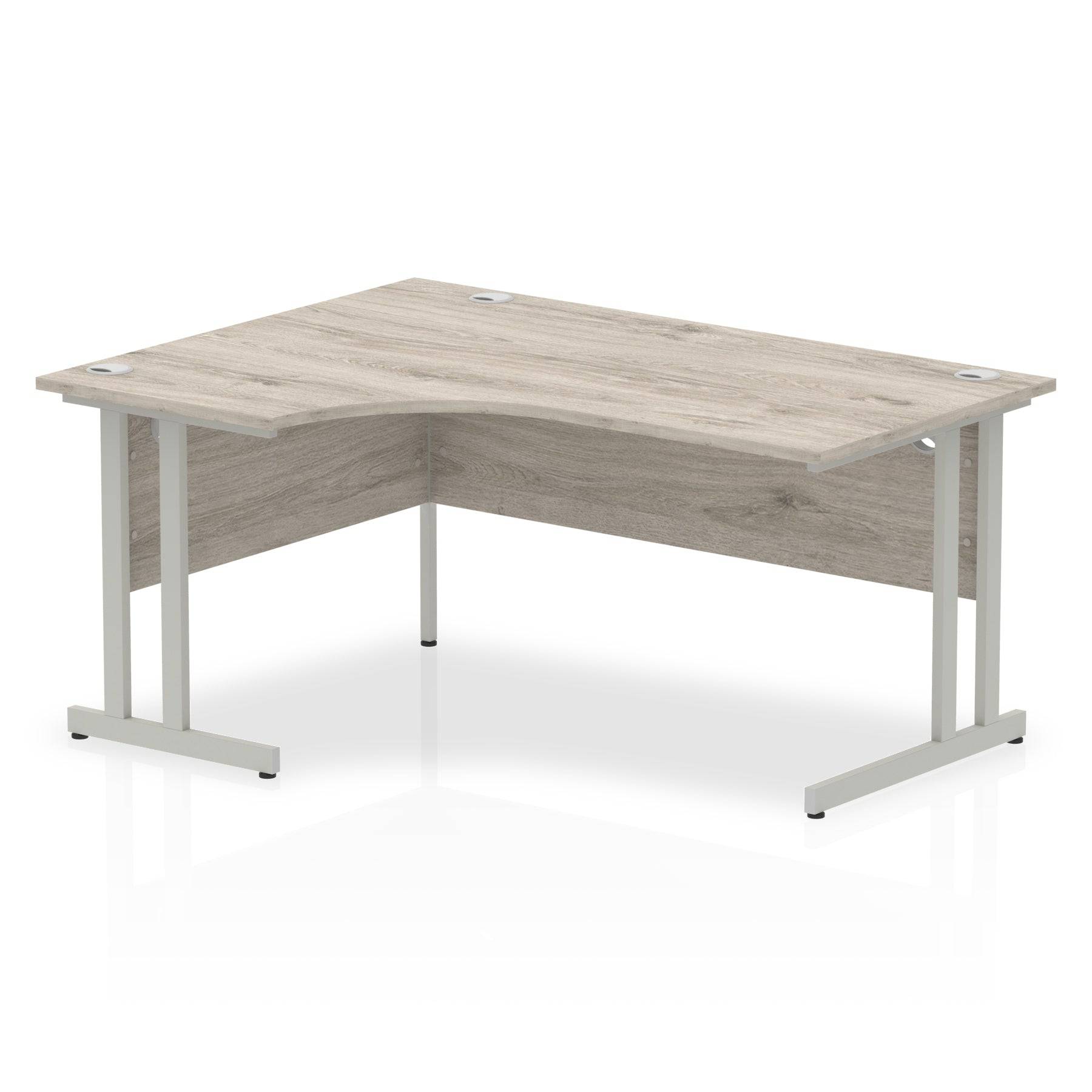 Impulse Crescent Desk with Grey Oak Top and Silver Cantilever Leg - Price Crash Furniture