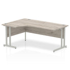 Impulse Crescent Desk with Grey Oak Top and Silver Cantilever Leg - Price Crash Furniture