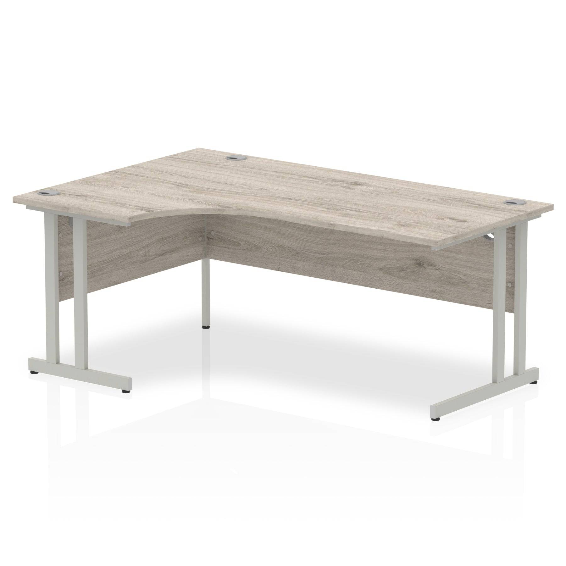 Impulse Crescent Desk with Grey Oak Top and Silver Cantilever Leg - Price Crash Furniture