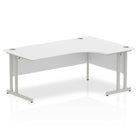 Impulse Crescent Desk with White Top and Silver Cantilever Leg - Price Crash Furniture