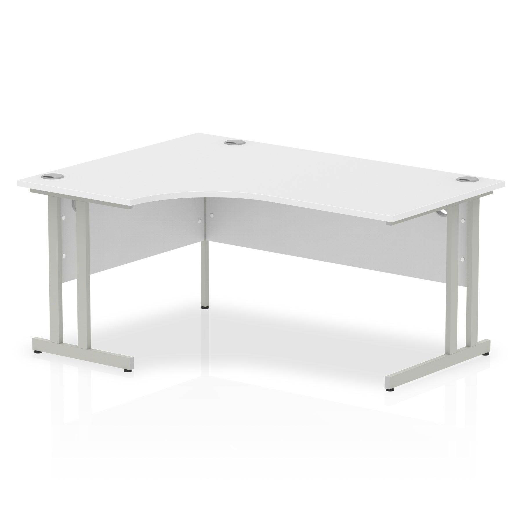 Impulse Crescent Desk with White Top and Silver Cantilever Leg - Price Crash Furniture