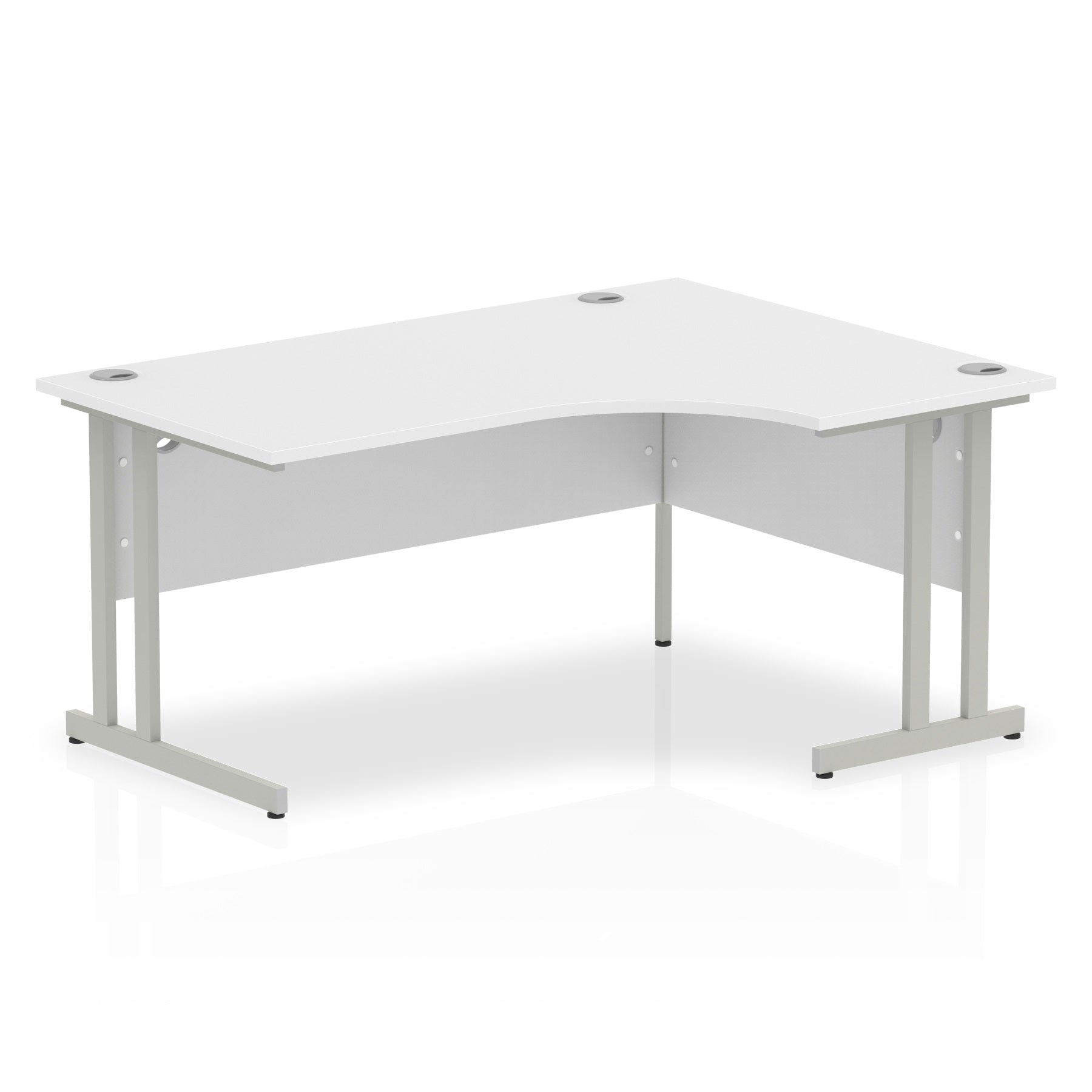 Impulse Crescent Desk with White Top and Silver Cantilever Leg - Price Crash Furniture