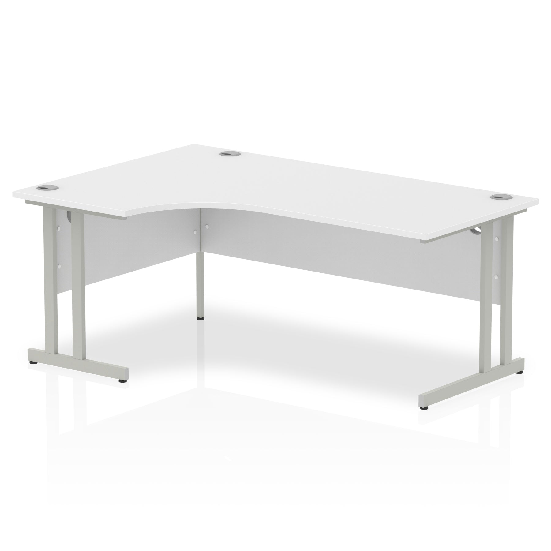 Impulse Crescent Desk with White Top and Silver Cantilever Leg - Price Crash Furniture