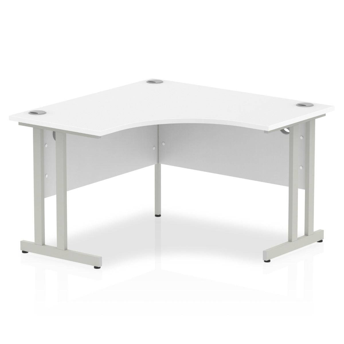 Impulse Crescent Desk with White Top and Silver Cantilever Leg - Price Crash Furniture