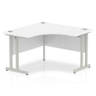 Impulse Crescent Desk with White Top and Silver Cantilever Leg - Price Crash Furniture