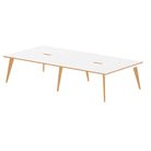 Oslo 1600mm B2B 2/4/6 Person Desk with White Top, Natural Wood Edge and White Frame - Price Crash Furniture