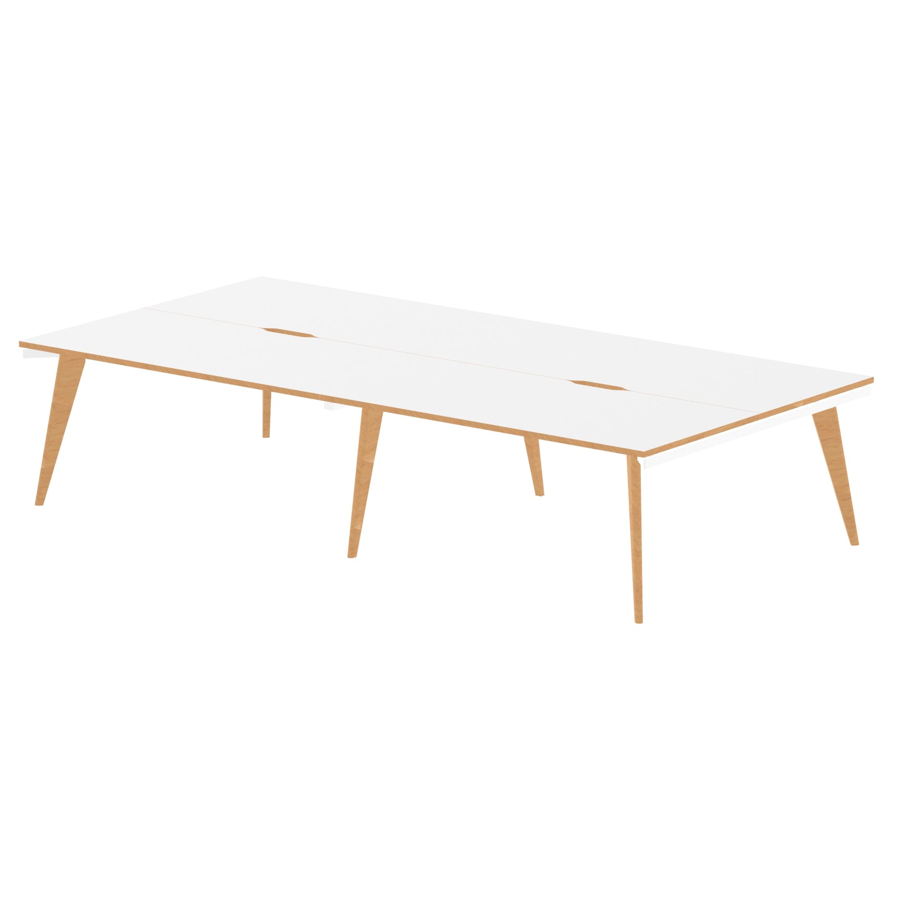 Oslo 1600mm B2B 2/4/6 Person Desk with White Top, Natural Wood Edge and White Frame - Price Crash Furniture