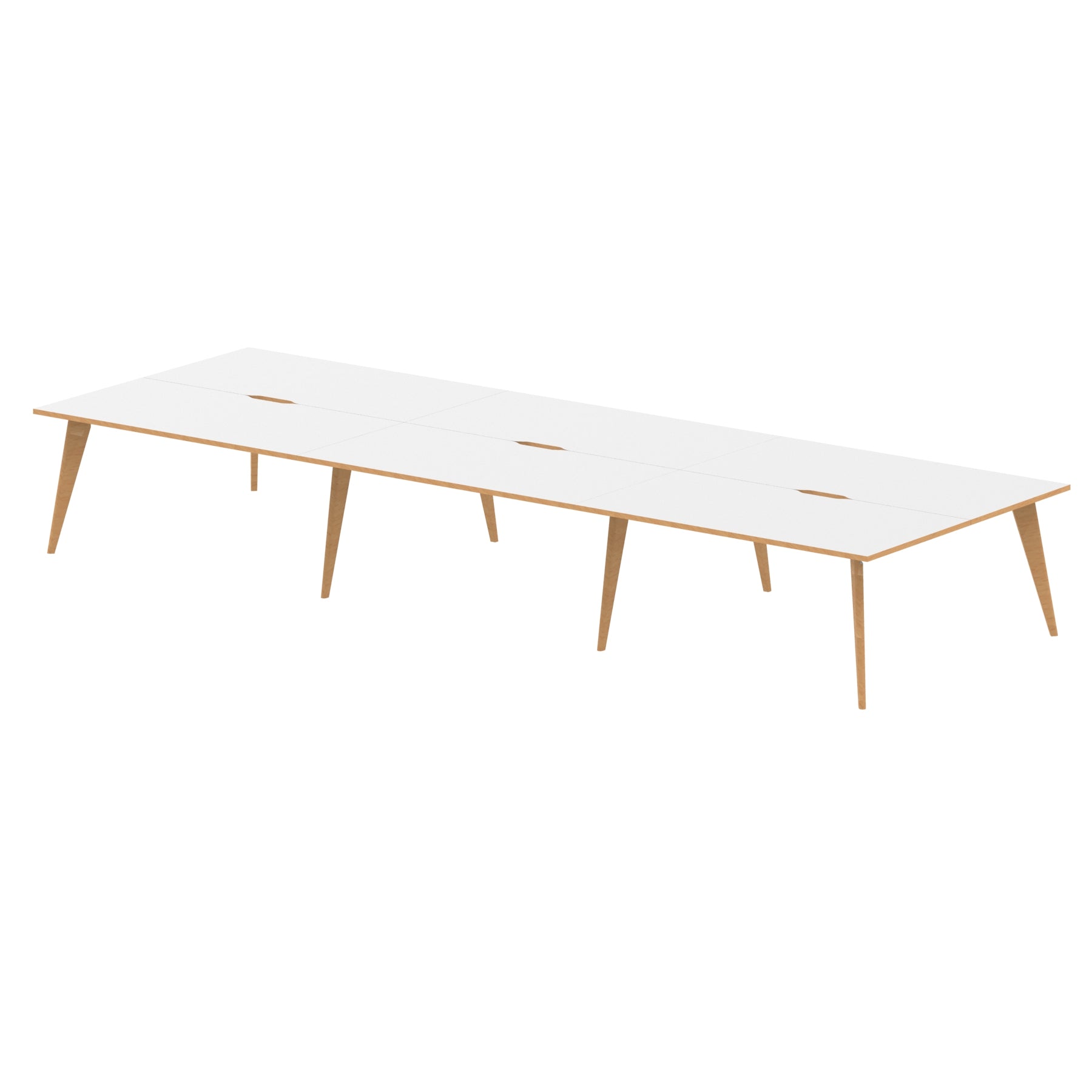 Oslo 1600mm B2B 2/4/6 Person Desk with White Top, Natural Wood Edge and White Frame - Price Crash Furniture