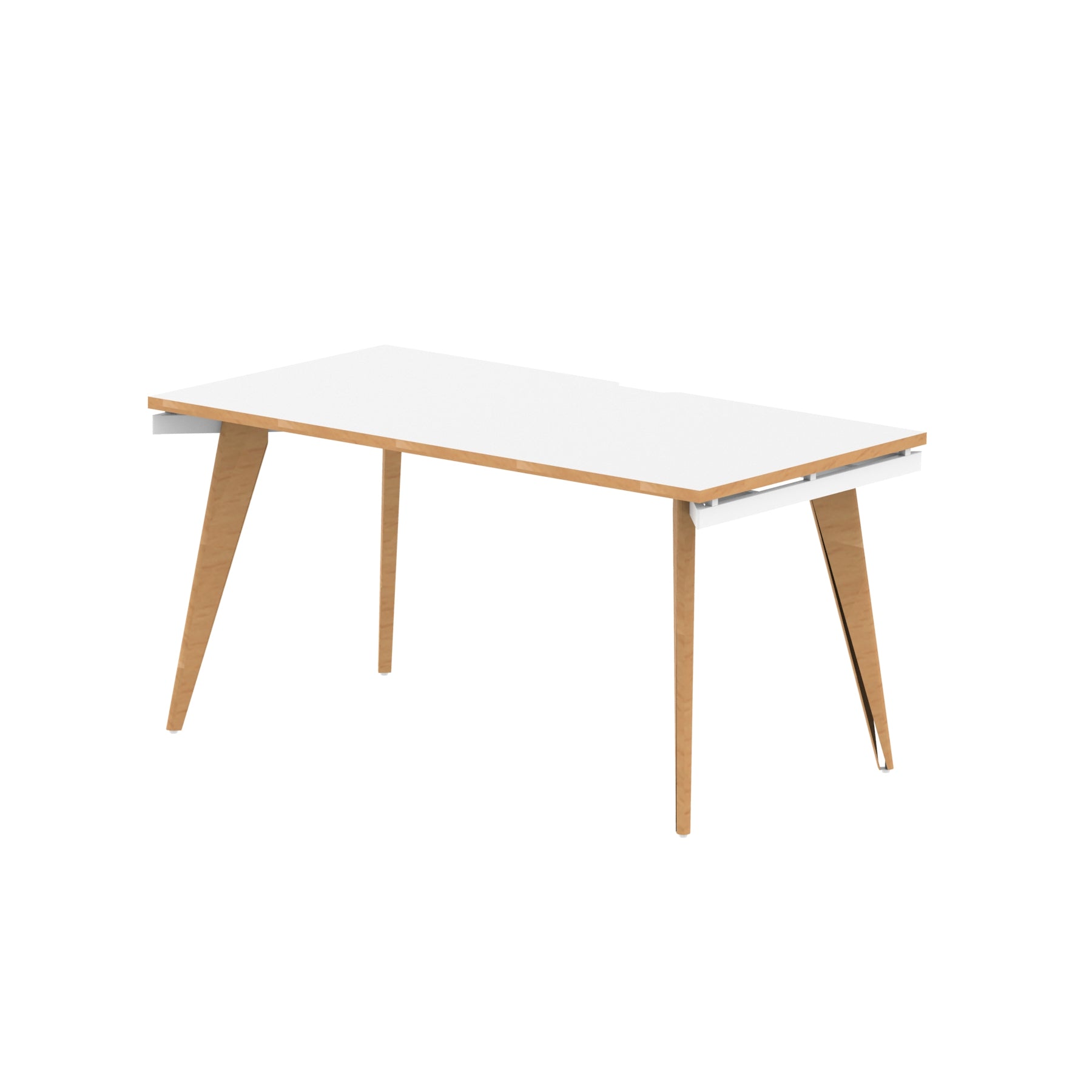 Oslo 1600mm Starter Desk with White Top and Natural Wood Edge with White Frame - Price Crash Furniture