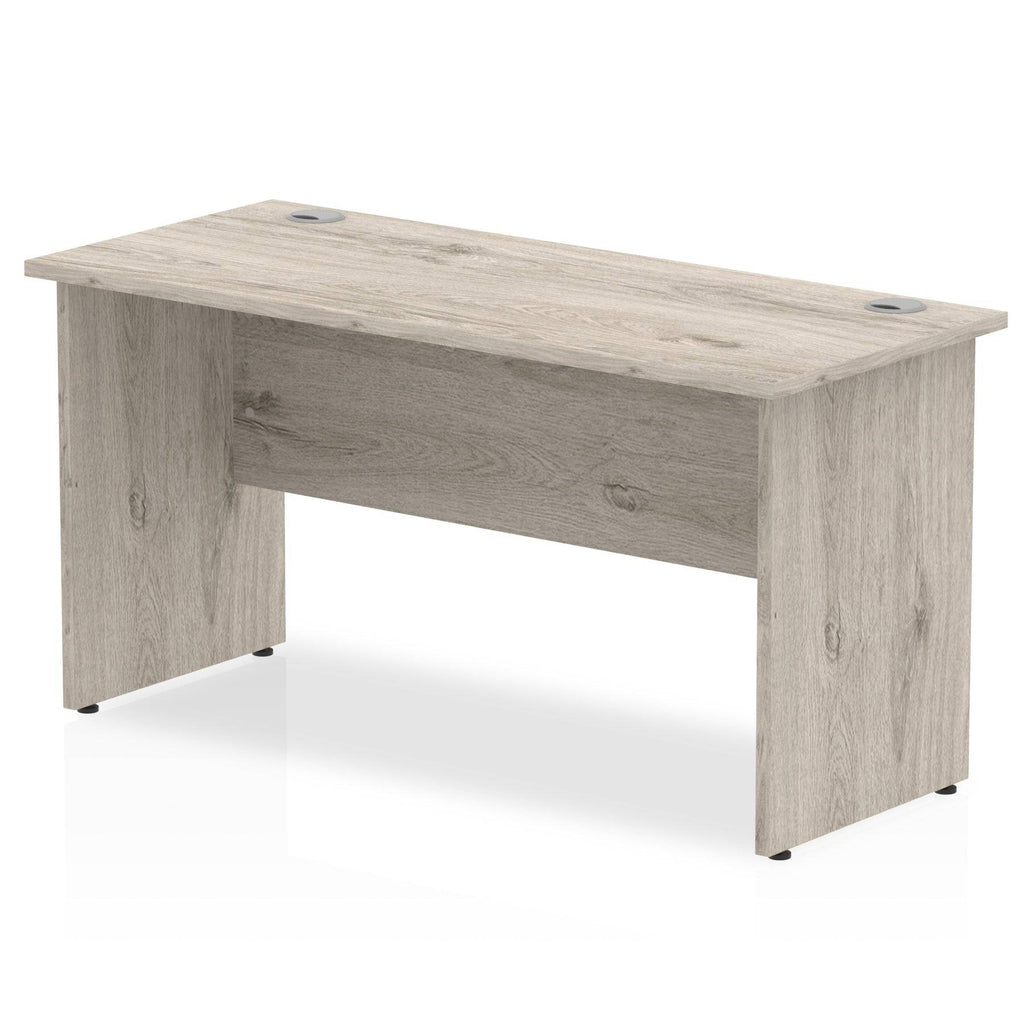 Impulse 600mm deep Straight Desk with Grey Oak Top and Panel End Leg - Price Crash Furniture
