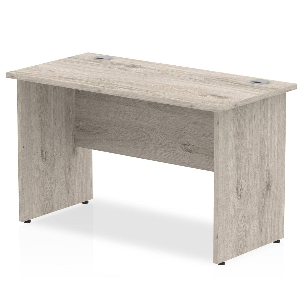Impulse 600mm deep Straight Desk with Grey Oak Top and Panel End Leg - Price Crash Furniture