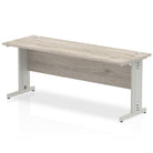 Impulse 600mm deep Straight Desk with Grey Oak Top and Silver Cable Managed Leg - Price Crash Furniture