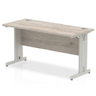 Impulse 600mm deep Straight Desk with Grey Oak Top and Silver Cable Managed Leg - Price Crash Furniture