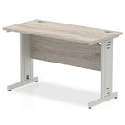 Impulse 600mm deep Straight Desk with Grey Oak Top and Silver Cable Managed Leg - Price Crash Furniture