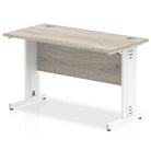 Impulse 600mm deep Straight Desk with Grey Oak Top and White Cable Managed Leg - Price Crash Furniture