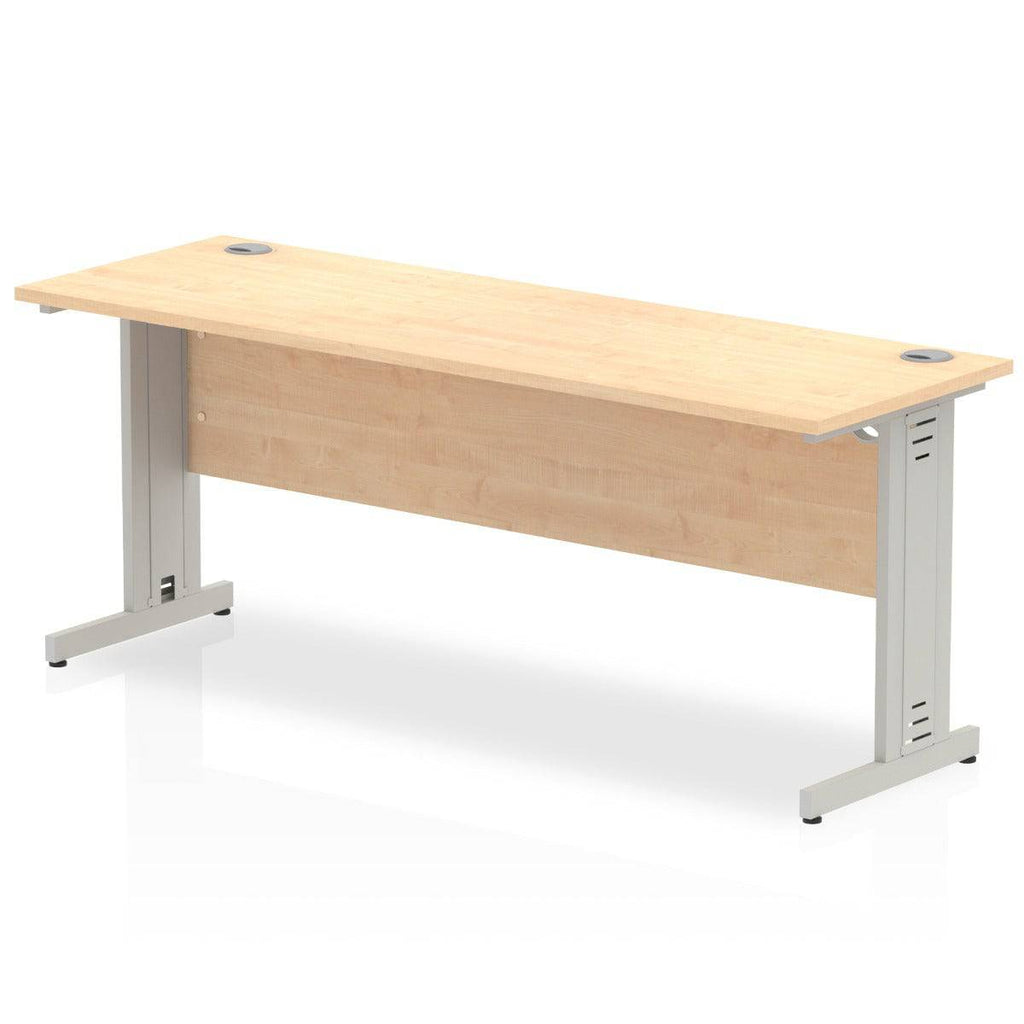 Impulse 600mm deep Straight Desk with Maple Top and Silver Cable Managed Leg - Price Crash Furniture