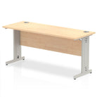 Impulse 600mm deep Straight Desk with Maple Top and Silver Cable Managed Leg - Price Crash Furniture