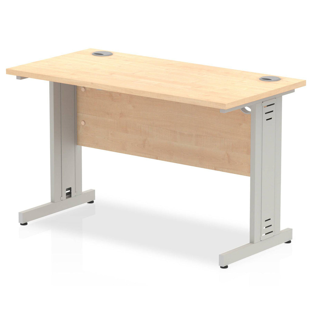 Impulse 600mm deep Straight Desk with Maple Top and Silver Cable Managed Leg - Price Crash Furniture