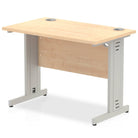 Impulse 600mm deep Straight Desk with Maple Top and Silver Cable Managed Leg - Price Crash Furniture