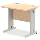 Impulse 600mm deep Straight Desk with Maple Top and Silver Cable Managed Leg - Price Crash Furniture