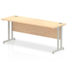 Impulse 600mm deep Straight Desk with Maple Top and Silver Cantilever Leg - Price Crash Furniture