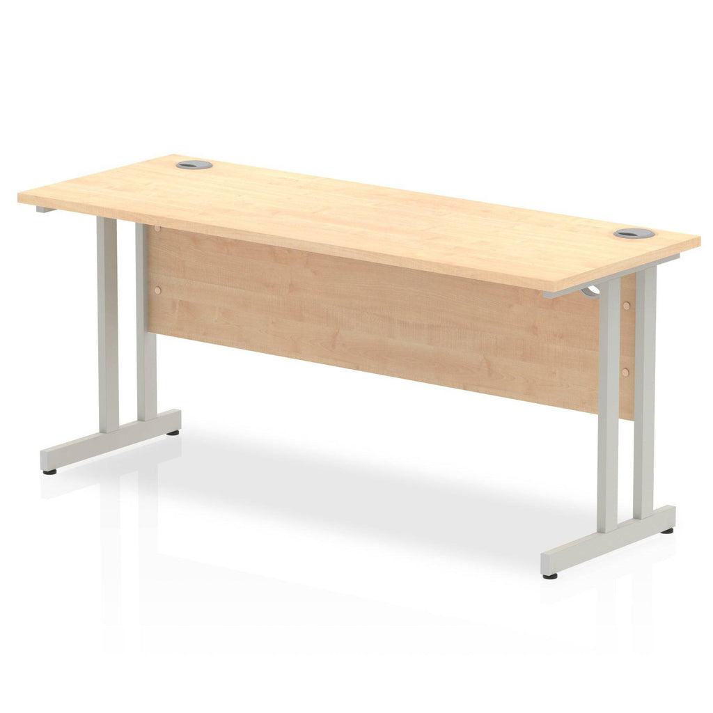 Impulse 600mm deep Straight Desk with Maple Top and Silver Cantilever Leg - Price Crash Furniture
