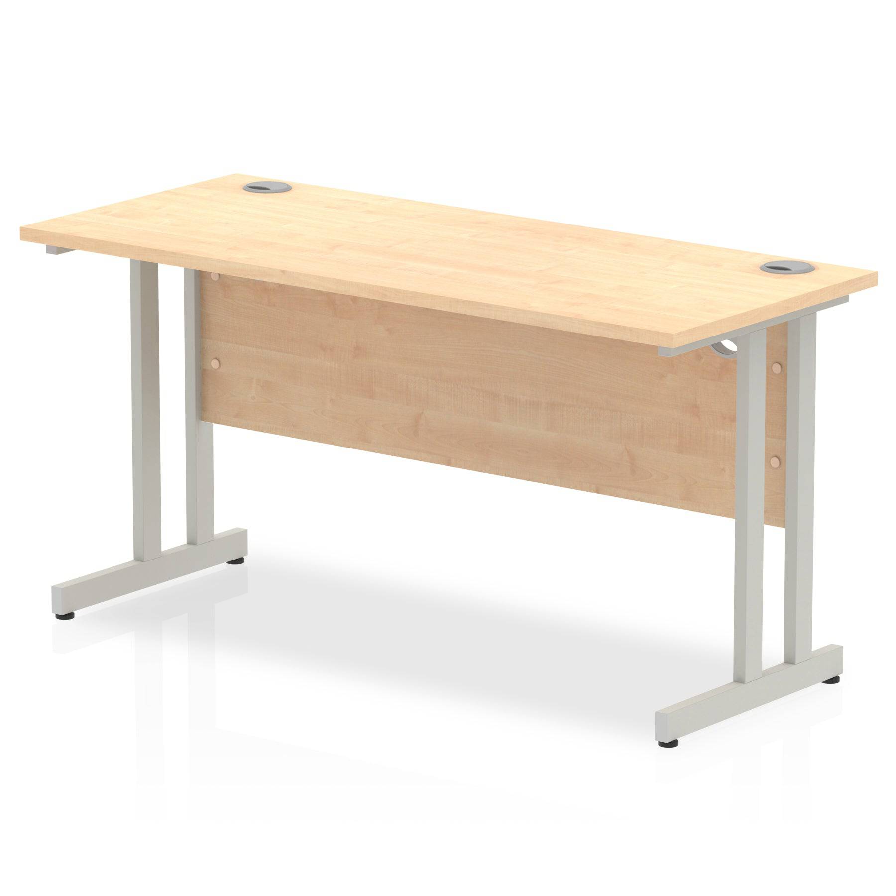 Impulse 600mm deep Straight Desk with Maple Top and Silver Cantilever Leg - Price Crash Furniture