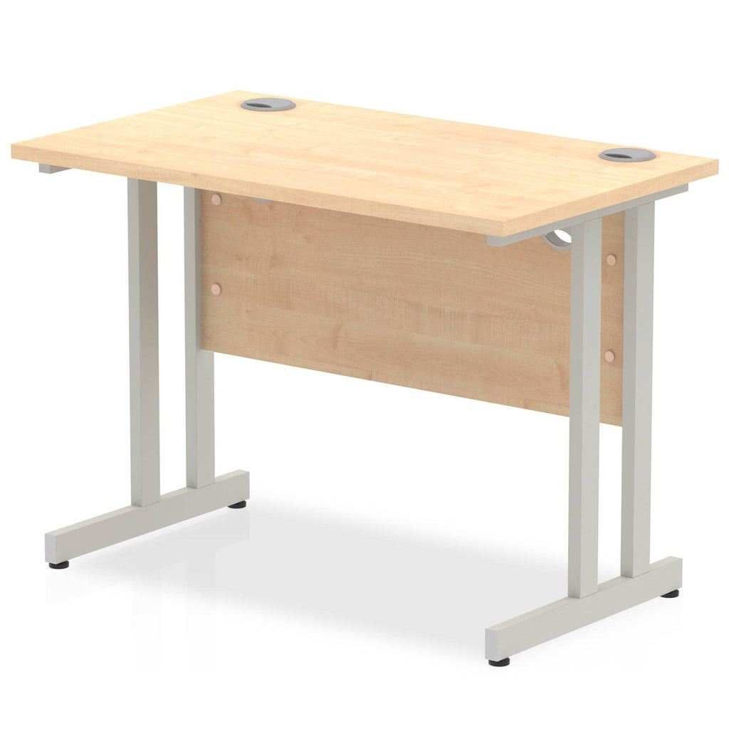 Impulse 600mm deep Straight Desk with Maple Top and Silver Cantilever Leg - Price Crash Furniture