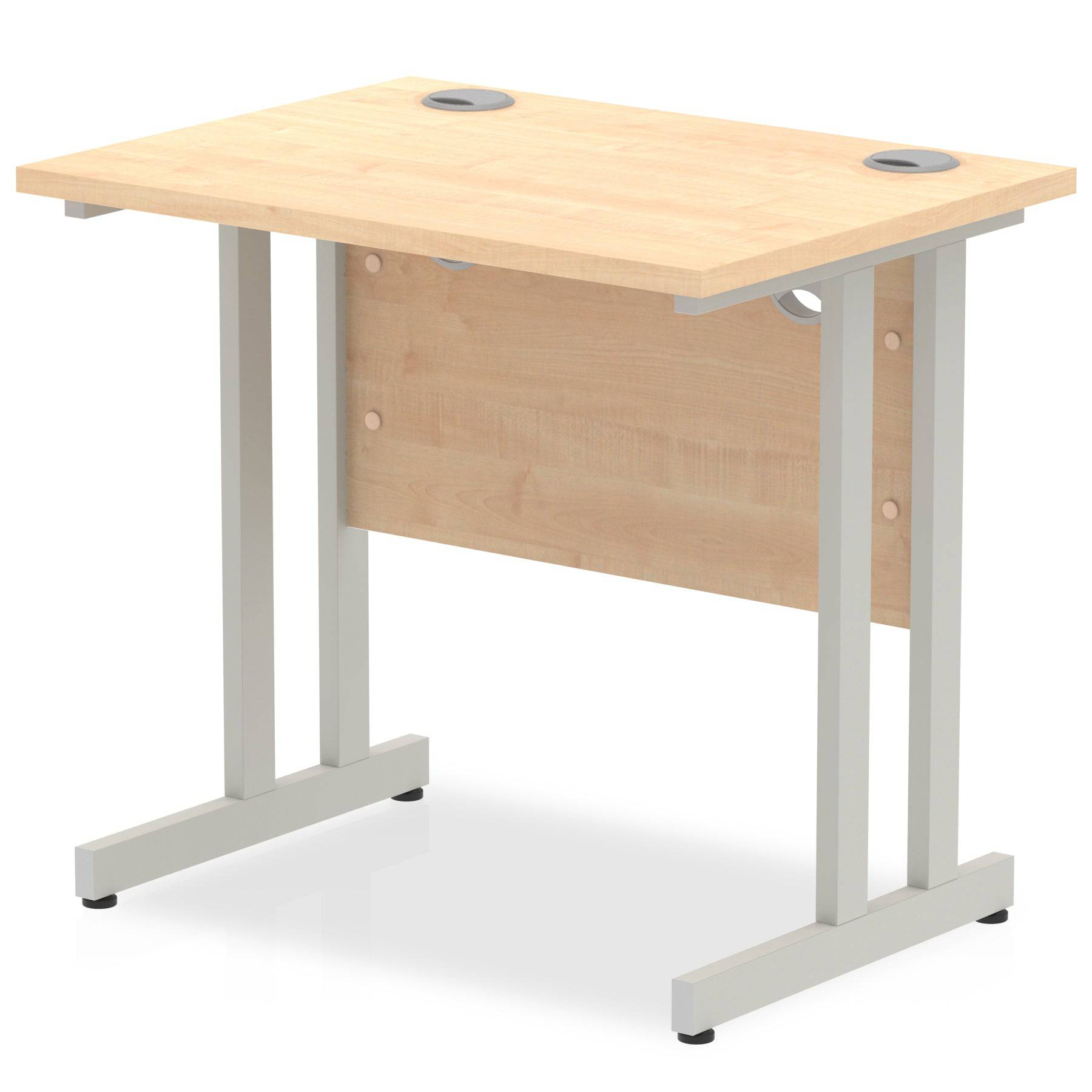 Impulse 600mm deep Straight Desk with Maple Top and Silver Cantilever Leg - Price Crash Furniture