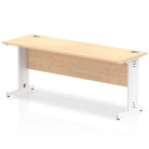 Impulse 600mm deep Straight Desk with Maple Top and White Cable Managed Leg - Price Crash Furniture