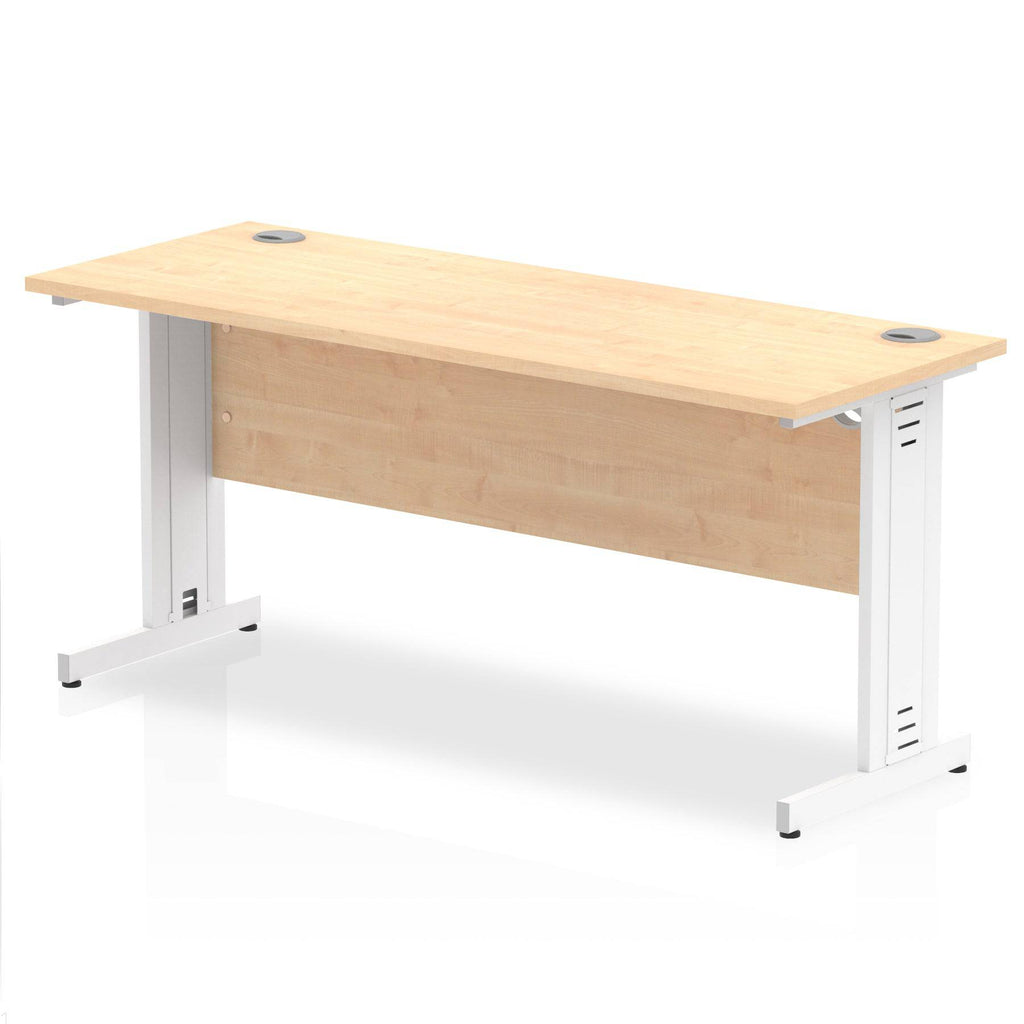 Impulse 600mm deep Straight Desk with Maple Top and White Cable Managed Leg - Price Crash Furniture