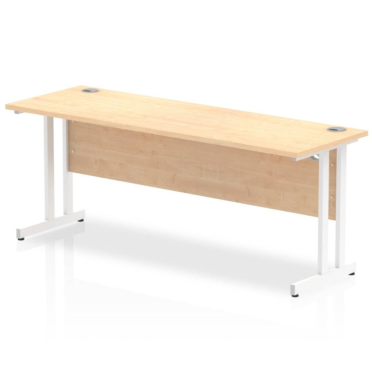 Impulse 600mm deep Straight Desk with Maple Top and White Cantilever Leg - Price Crash Furniture