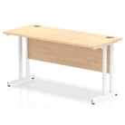 Impulse 600mm deep Straight Desk with Maple Top and White Cantilever Leg - Price Crash Furniture