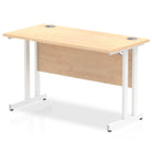 Impulse 600mm deep Straight Desk with Maple Top and White Cantilever Leg - Price Crash Furniture