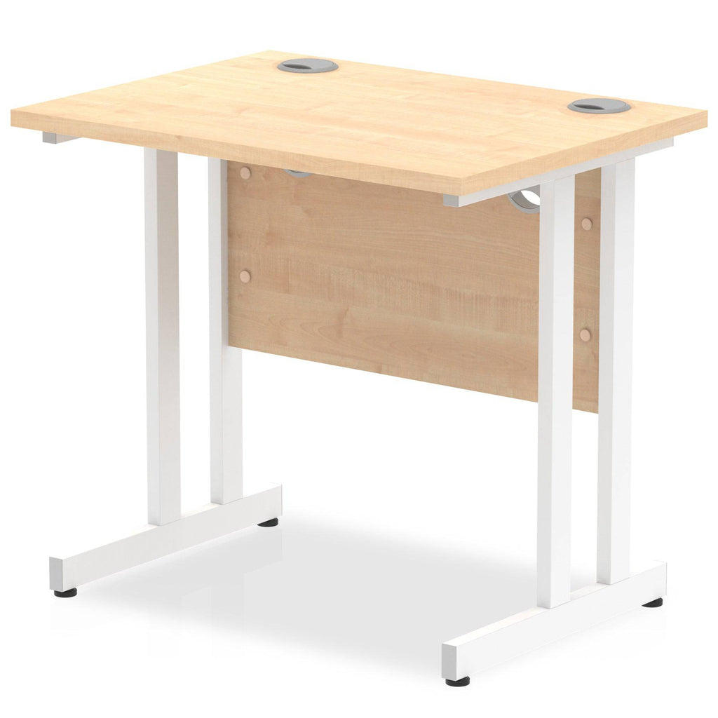 Impulse 600mm deep Straight Desk with Maple Top and White Cantilever Leg - Price Crash Furniture