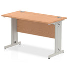 Impulse 600mm deep Straight Desk with Oak Top and Silver Cable Managed Leg - Price Crash Furniture