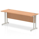 Impulse 600mm deep Straight Desk with Oak Top and Silver Cantilever Leg - Price Crash Furniture