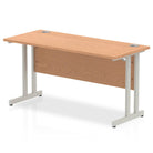 Impulse 600mm deep Straight Desk with Oak Top and Silver Cantilever Leg - Price Crash Furniture