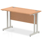 Impulse 600mm deep Straight Desk with Oak Top and Silver Cantilever Leg - Price Crash Furniture