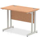 Impulse 600mm deep Straight Desk with Oak Top and Silver Cantilever Leg - Price Crash Furniture